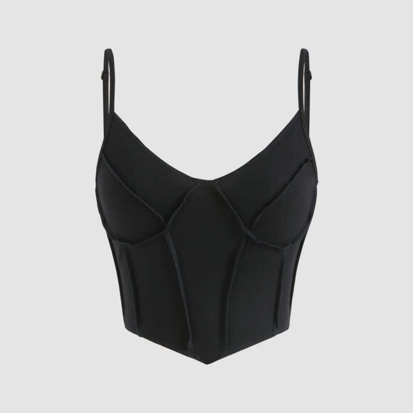 Cider Corset Tank Top Adjustable Straps Structured Stitching Edgy‎ Style Black M - Picture 1 of 7